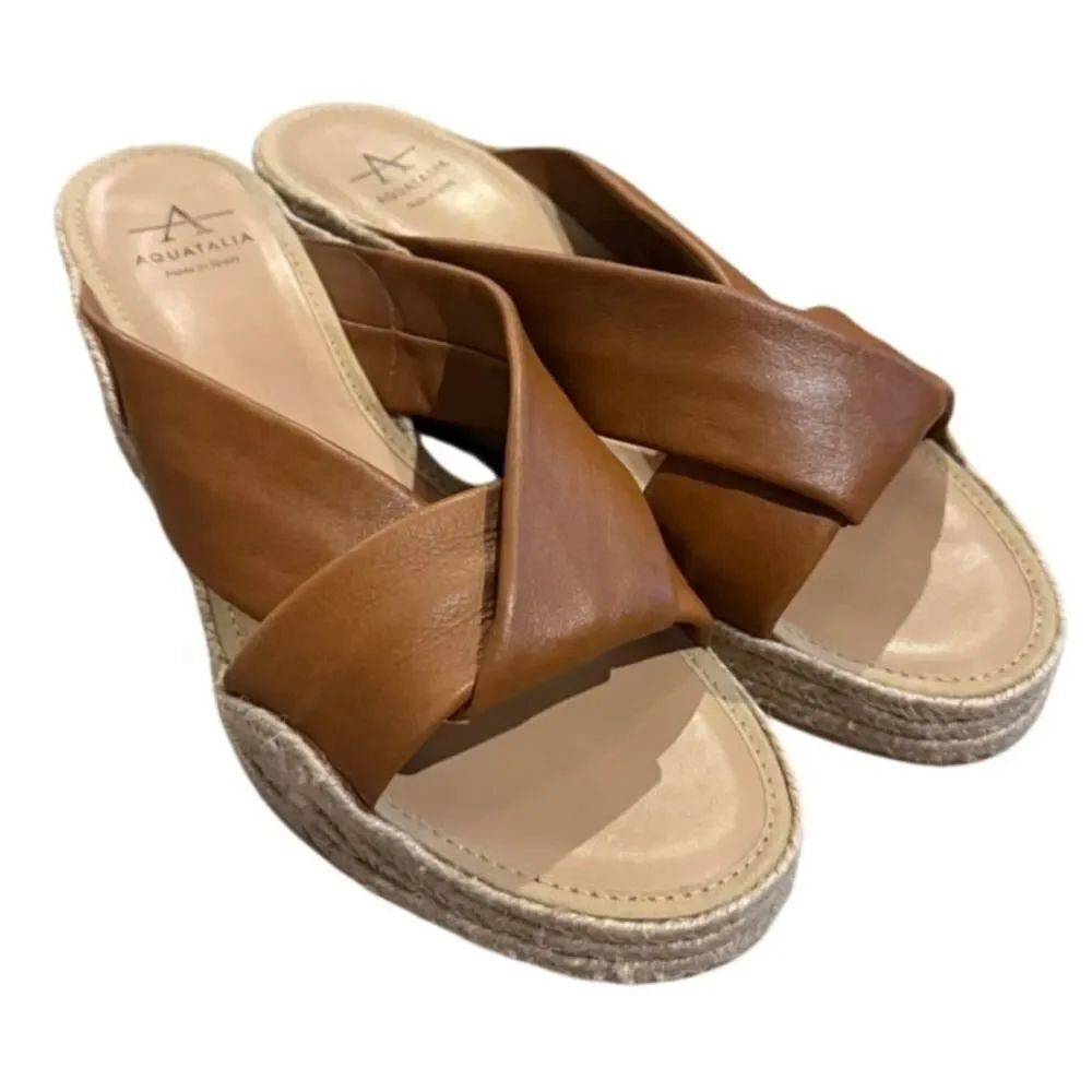 Aquatalia Leather Platform Wedge Espadrilles Women’s Sz. 9